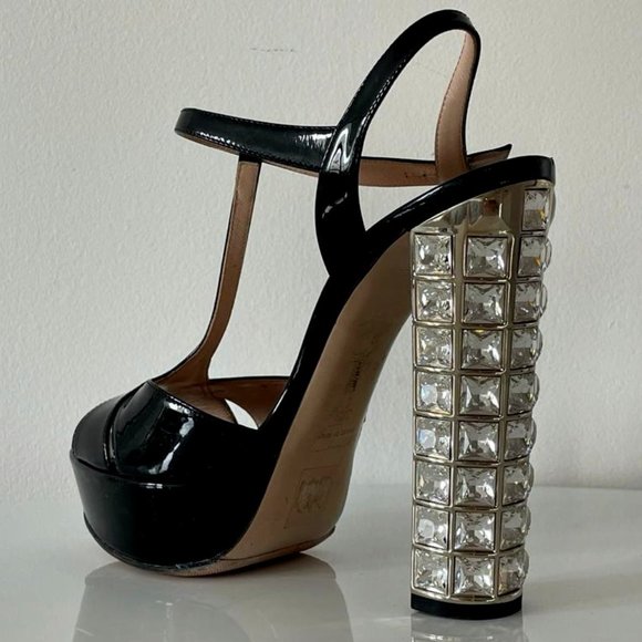 Miu Miu Shoes - miu miu heels with swarovski crystals blac